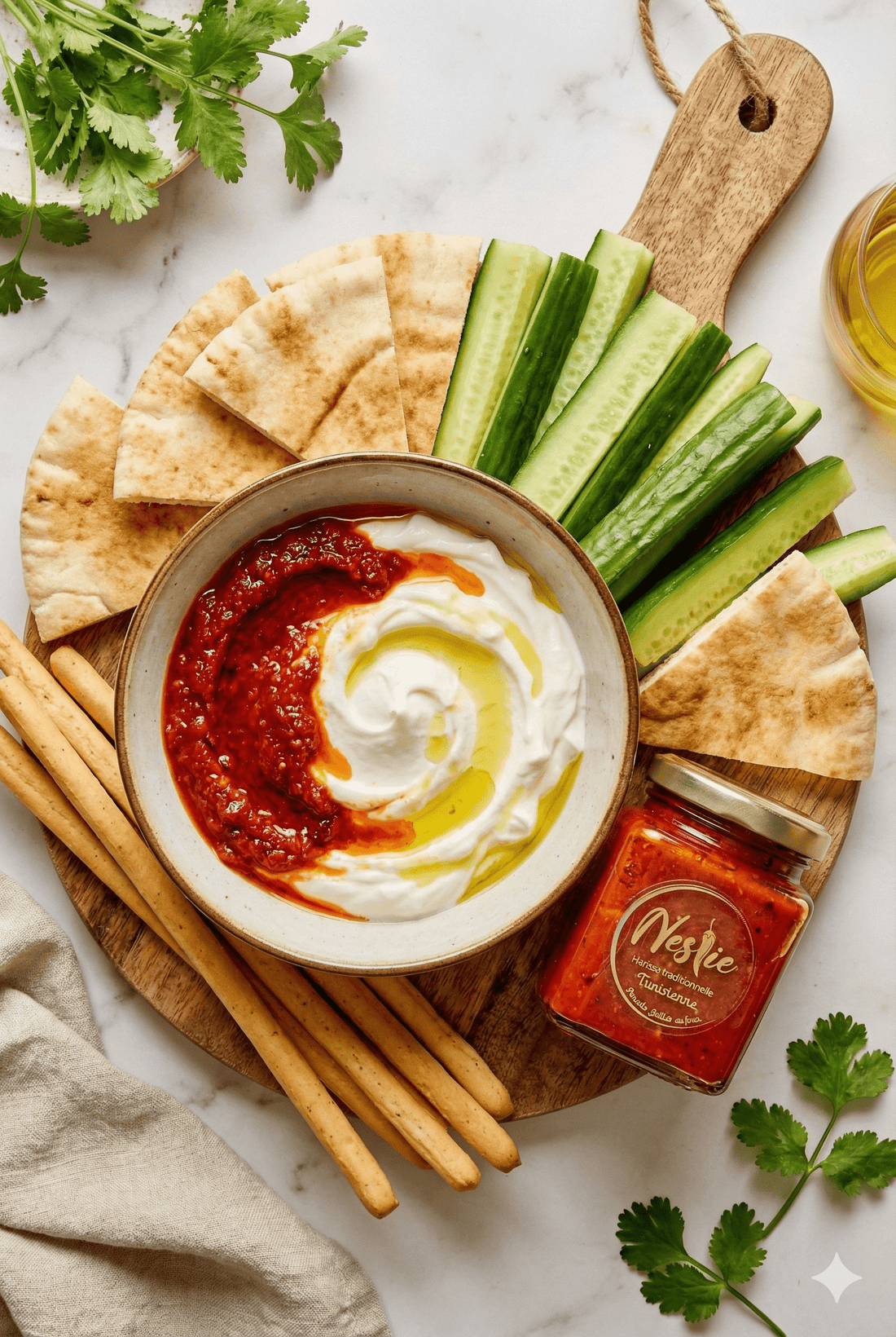 Le Dip Apéritif Minute : Sauce Yaourt Grec et Pointe d'Harissa